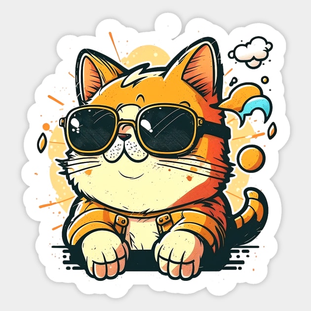 Cute Cat wearing sunglasses Sticker by ramith-concept